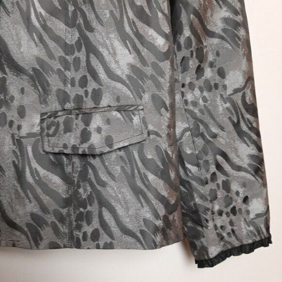COLDWATER CREEK / Blazer Jacket Button Front Black & Grey Abstract Sz L - Picture 6 of 14